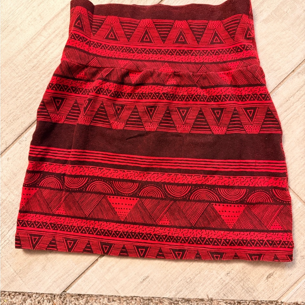 American Apparel Red Geometric Mini Skirt‎